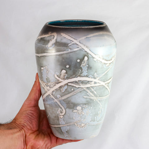 Aqua Raku Vase