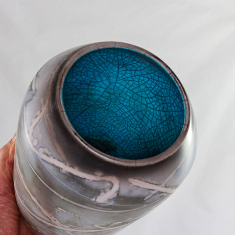 Aqua Raku Vase