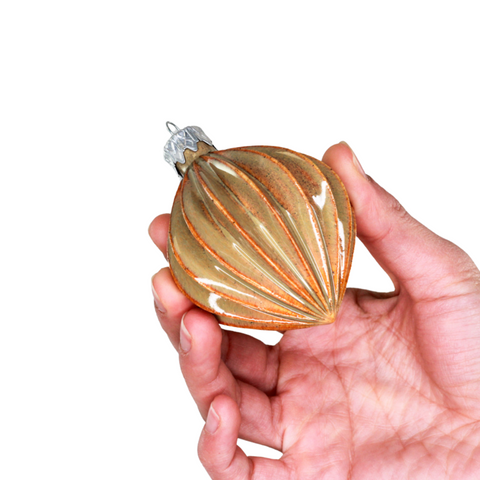 Porcelain Christmas Bauble - Golden Sage