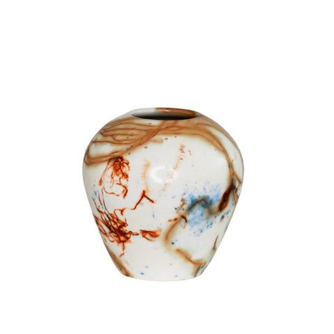Saggar fired vase with gold leaf