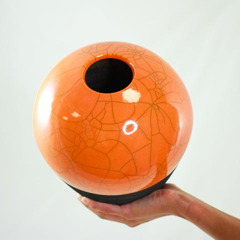 Orange Raku Vase