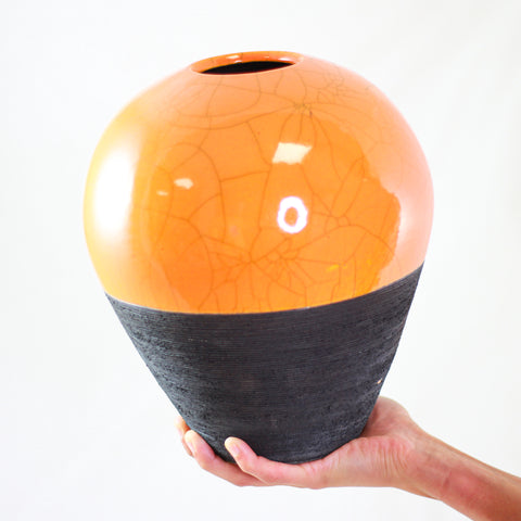 Orange Raku Vase