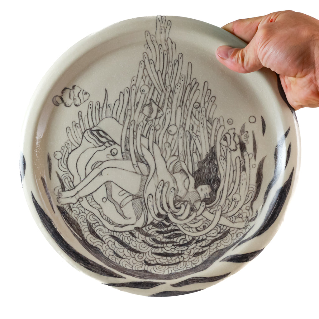 Plate with Paolo Savelli sketch – Di Luca Ceramics